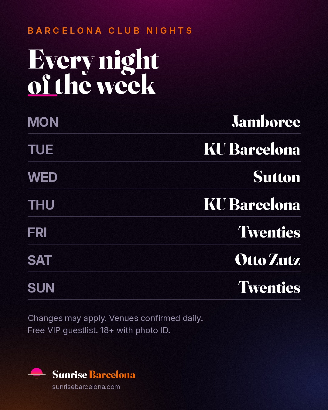 Which Barcelona Club Is Open Each Night of the Week